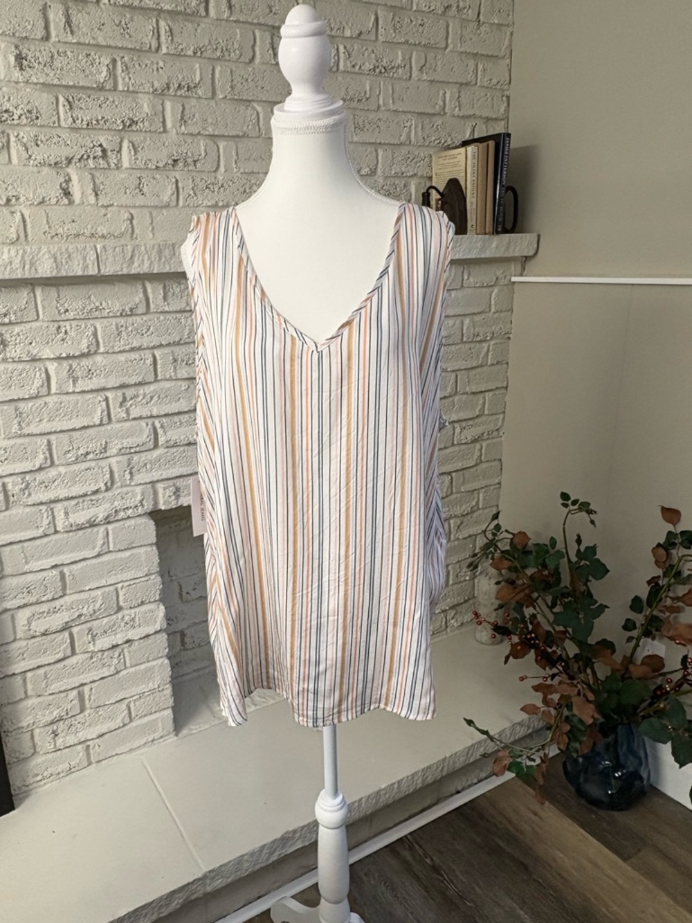 NWT Tribal Women's Cantaloupe Striped Sleeveless Tank Tunic Size XXL